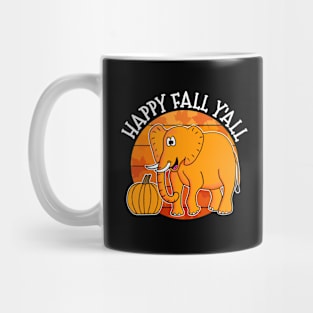 Happy Fall Y'All Elephant Autumn Thanksgiving Mug